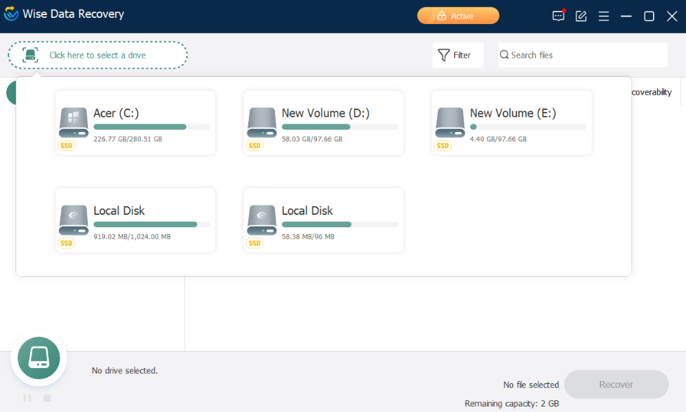 Phần mềm phục hồi dữ liệu Wise Data Recovery