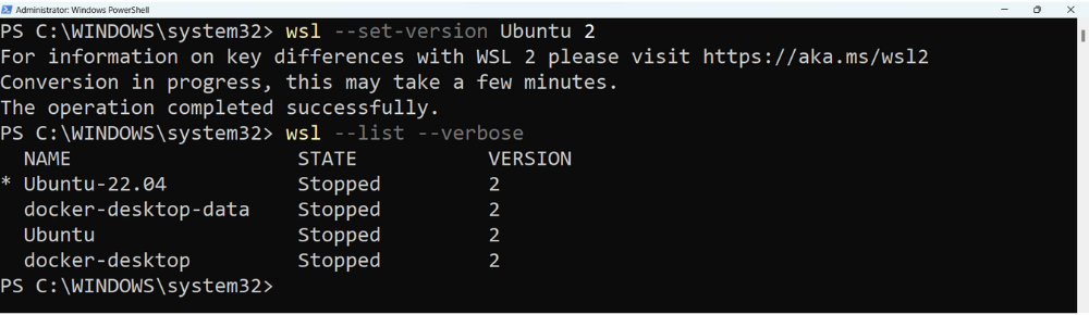 Update WSL 2