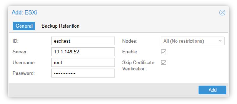 Nhập thông tin máy chủ esxi